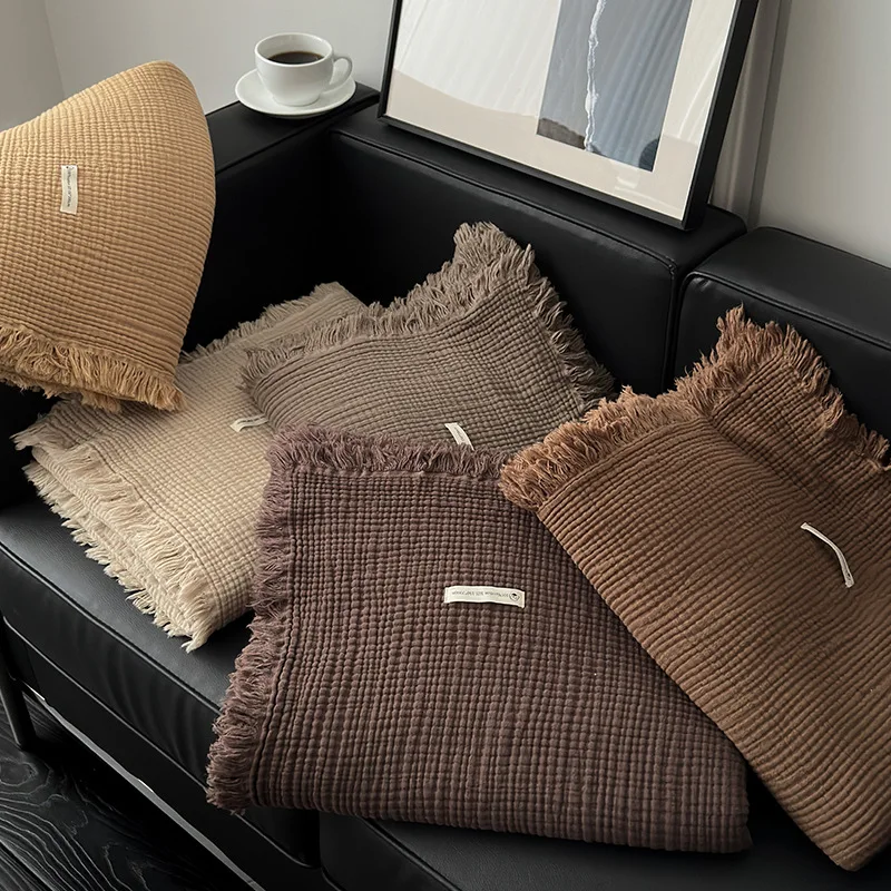 Fringed Cotton Gauze Blanket - Image 7