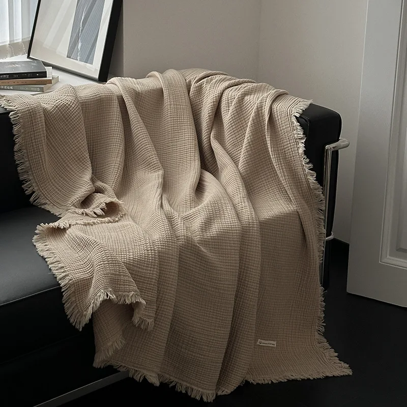 Fringed Cotton Gauze Blanket - Image 8